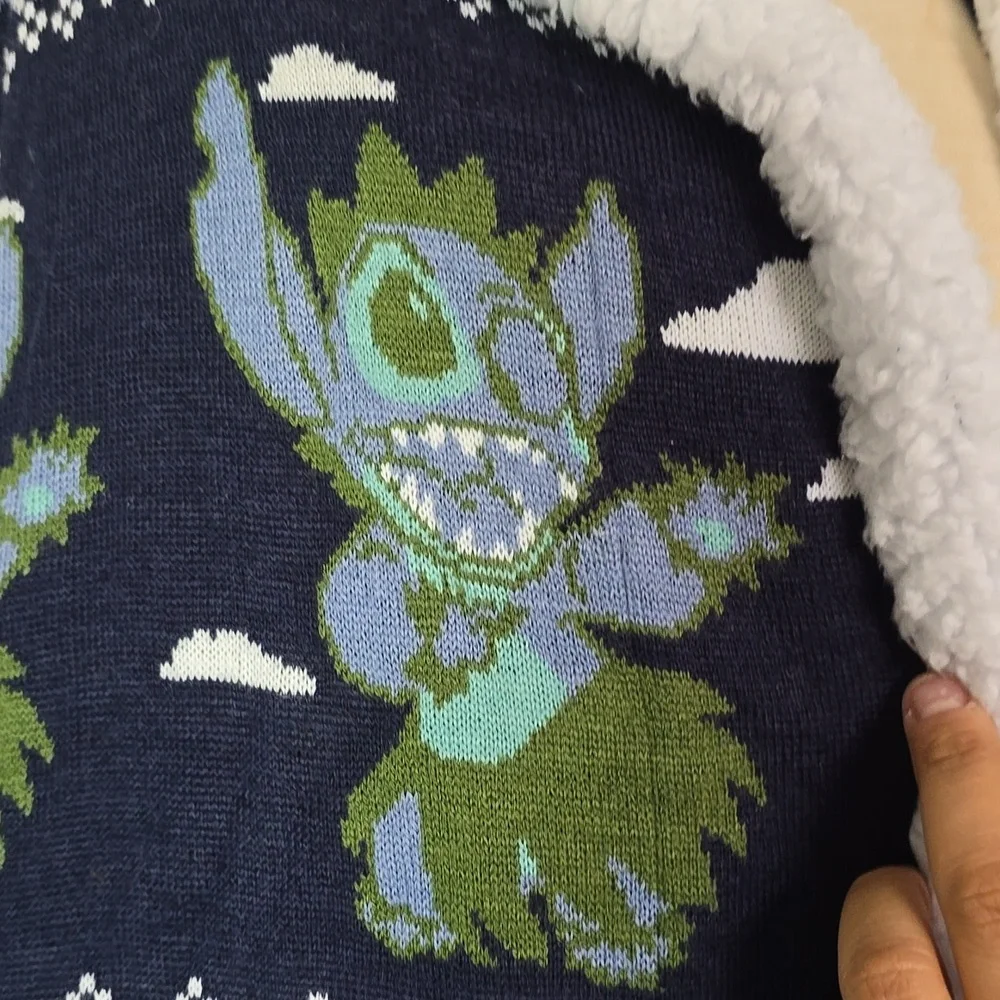 Disney Stitch Hooded Sherpa Open Front Sweater - Picture 4 of 7